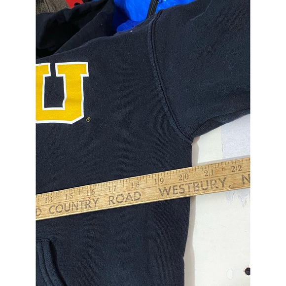 East Carolina Pirates Hoodie Men Medium Black Purple Sweatshirt Sweater Russell - Picture 4 of 11